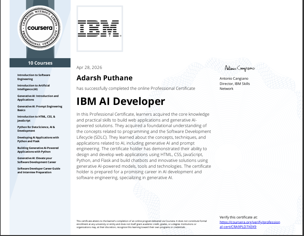 IBM AI Developer