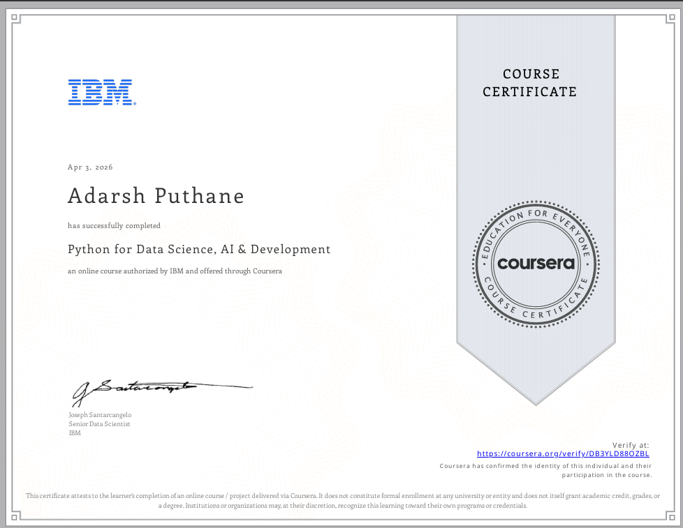 Python for Data Science, AI & Development